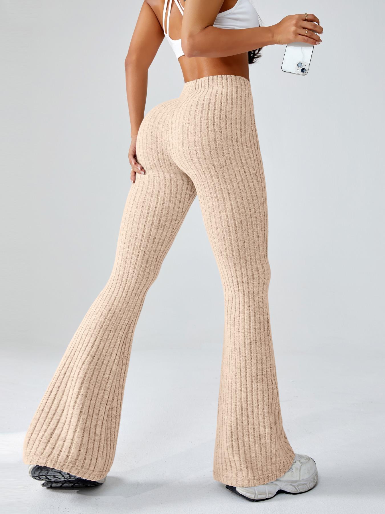 Women's Halloween High-Waisted Sporty Yoga Pants, Tight-Fitting Knit Fabric, Fall & Winter Casual Wear, Fashionable Ladies Activewear, Solid Flare Leggings