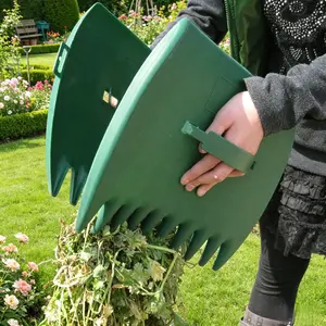 2pcs Leaf Scoops Hand Rakes - Large Plastic Garden Grabbers for Picking Up Leaves, Grass Clippings, Debris - Durable Gardening Hand Tools Set