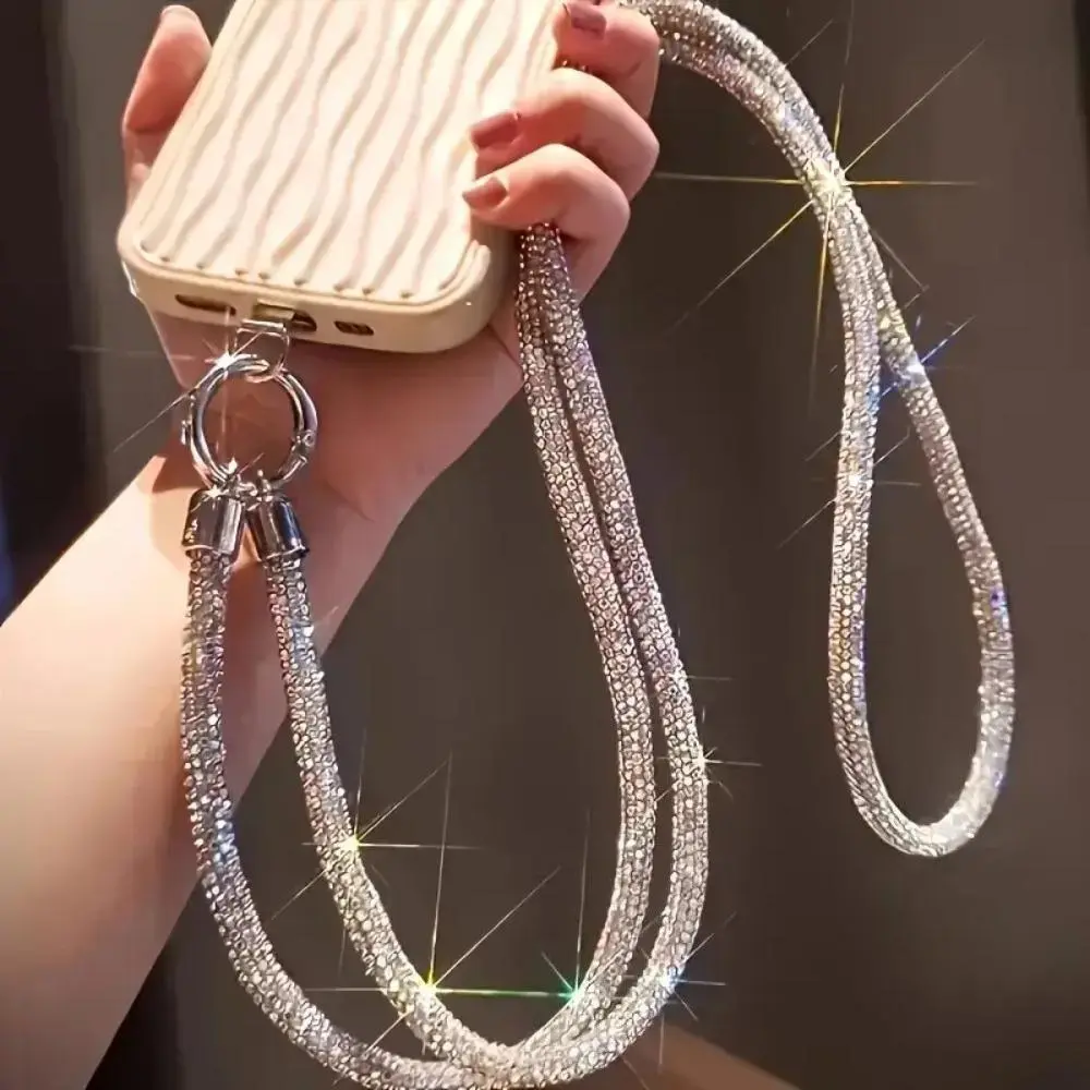 Shiny Rhinestone Handheld Mobile Lanyard - Customizable, Detachable, Adjustable Multi-Functional Shoulder Strap with Snap Hook, Sports & Outdoor Wristband Accessory for Smartphones, Handbags