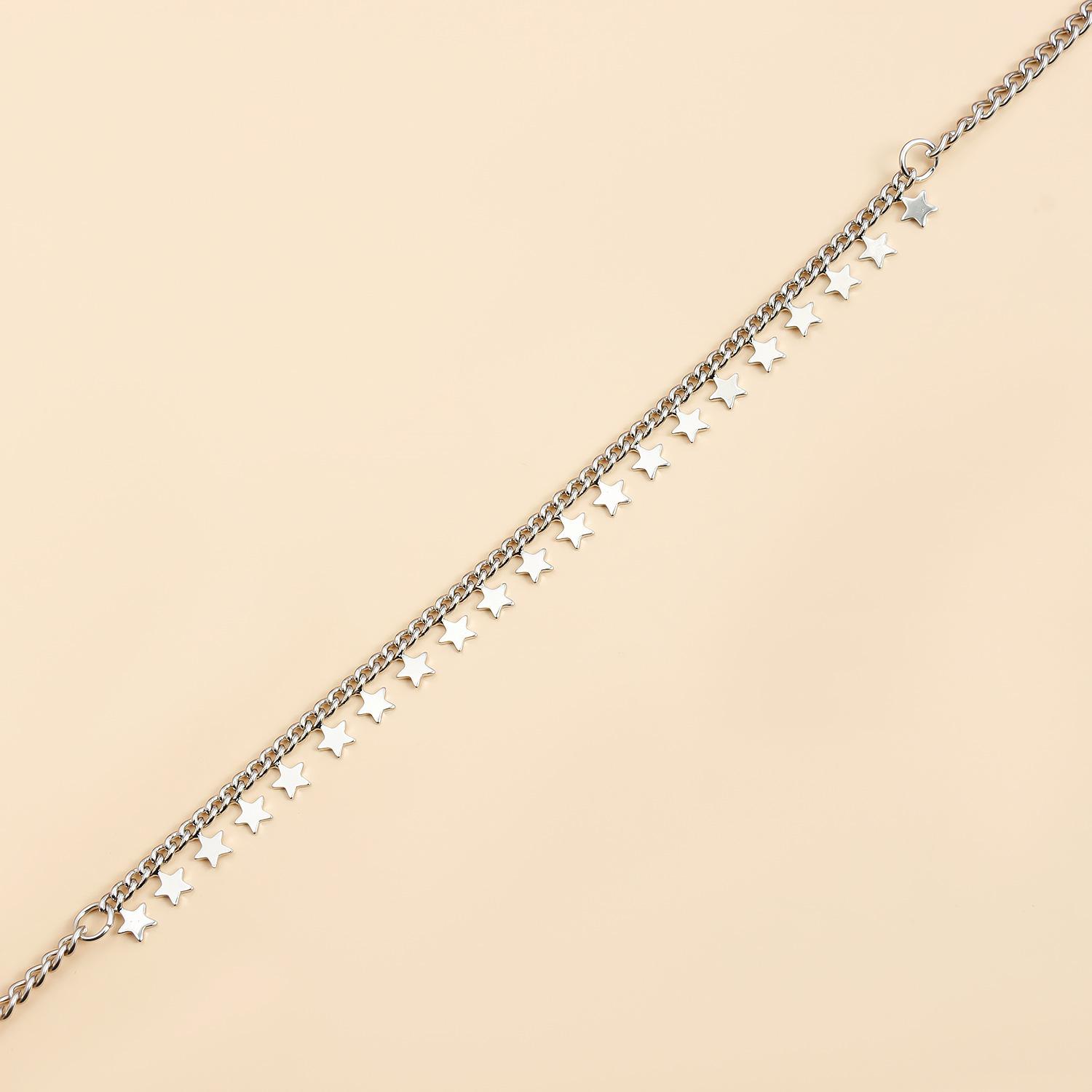 Pentagram Star Pendant Necklace & Bracelet Set |   Metal Texture |   Detachable Layered Jewelry for Women