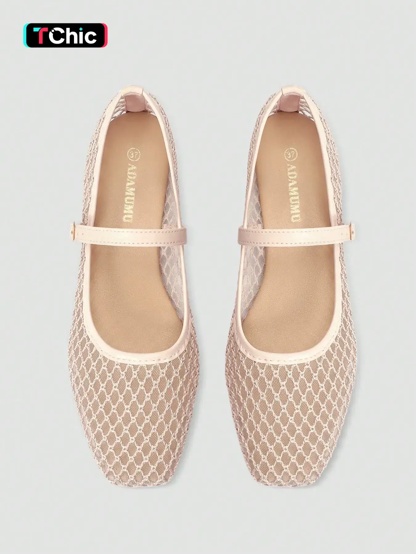 Women's Mesh Breathable Ballet Mary Jane Flats, Square Toe, Metal Buckle Strap, Comfortable Low Heel Shoes for Daily Commute, Office Commuting Shoes, Walking Shoes, Netted Ballet Flats, Feminine Balletina Flats, Fashionable Flats