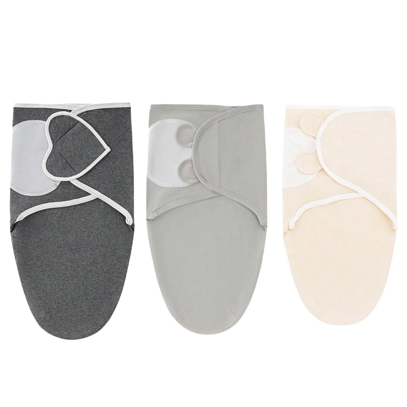 Three-Piece Baby Swaddle Blanket Set, Newborn Anti-Jump Wrap, Knit Fabric, Simulates Uterus Environment, Soft and Cozy, Cotton Velcro Design