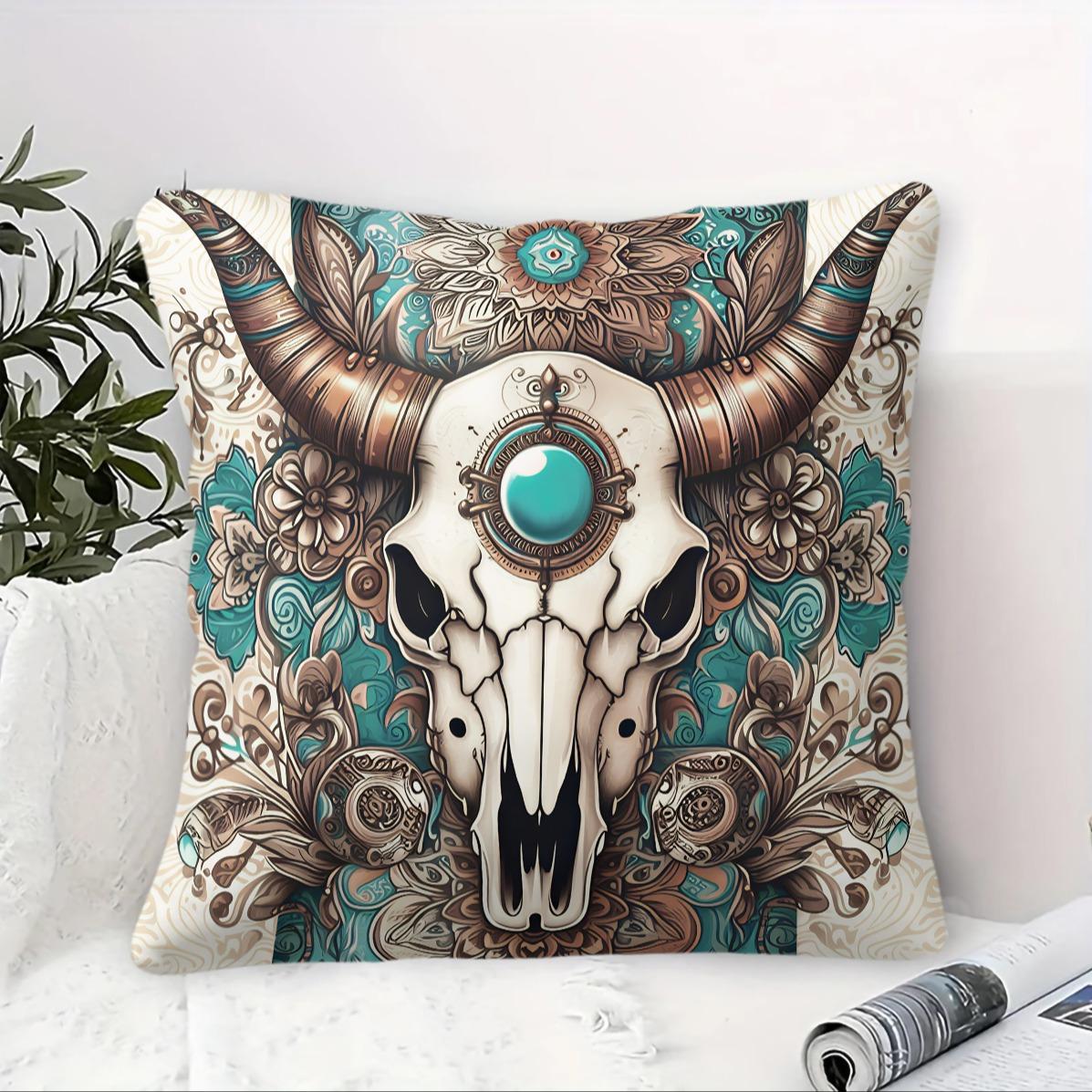 Bohemian Western Country Style Pillow, Machine Washable, Diverse Artistic Trendy Prints, Plush and Soft Filling, Universal for All Scenes and People, Sofa Decorative Cushion (Includes Pillow Insert, Removable), Home Decorative Cushion