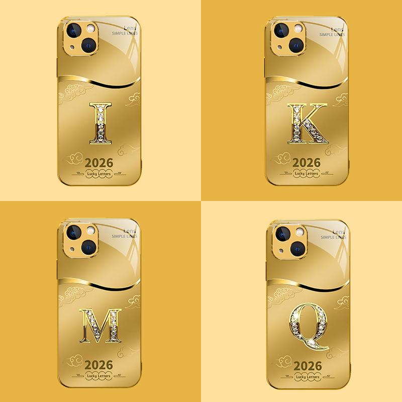 Suitable for [iPhone 13] high-end phone case🤩，choose from 26 letters of the English alphabet, each with an exquisite auspicious cloud pattern to bring you good luck YM99