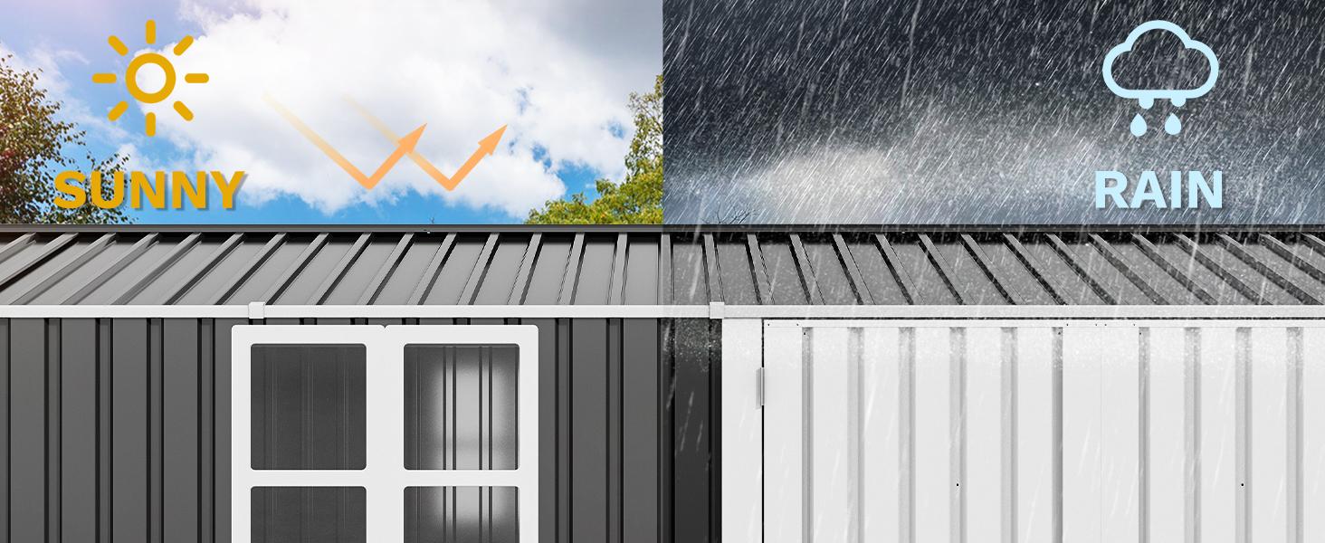 Yitahome 12x8FT Large Tool Storage Shed with Window, Lockable Doors, and Sloped Roof, Oversized Steel Outdoor Storage Shed for Garden, Patio, Garage, Backyard, Lawn - Dark Gray Yitahome 12x8FT Large Tool Storage Shed with Window, Lockable Doors, and Sloped Roof, Oversized Steel Outdoor Storage Shed for Garden, Patio, Garage, Backyard, Lawn - Dark Gray