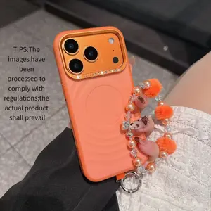 Rhinestone Camera Luxury Wave Case for iPhone 17 16 15 14 Pro Max | Detachable Bracelet | Full Shockproof (5 Colors)