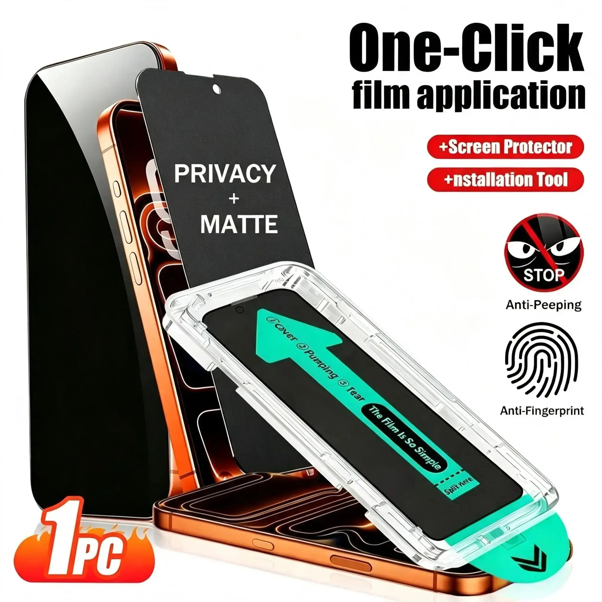 1 Pack Matte Anti-Peep Tempered Glass Protective Cover for iPhone 11/12/13/14/15/16/17/16 Pro/ProMax/16 Plus/16E/Air Series Smartphones, Anti-Fingerprint, Scratch-Resistant, Dust-Free, Case-Friendly Device Accessory