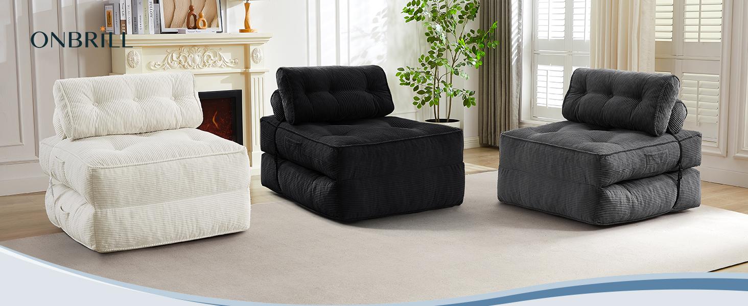 【SPOTLIGHT DAY】ONBRILL Folding Couch Sofa Bed, Convertible Sleeper Chair, Corduroy Portable 4 in 1 Fold Out Chair to Floor Lounger, Couches for Living Room, Single 【SPOTLIGHT DAY】ONBRILL Folding Couch Sofa Bed, Convertible Sleeper Chair, Corduroy Portable 4 in 1 Fold Out Chair to Floor Lounger, Couches for Living Room, Single