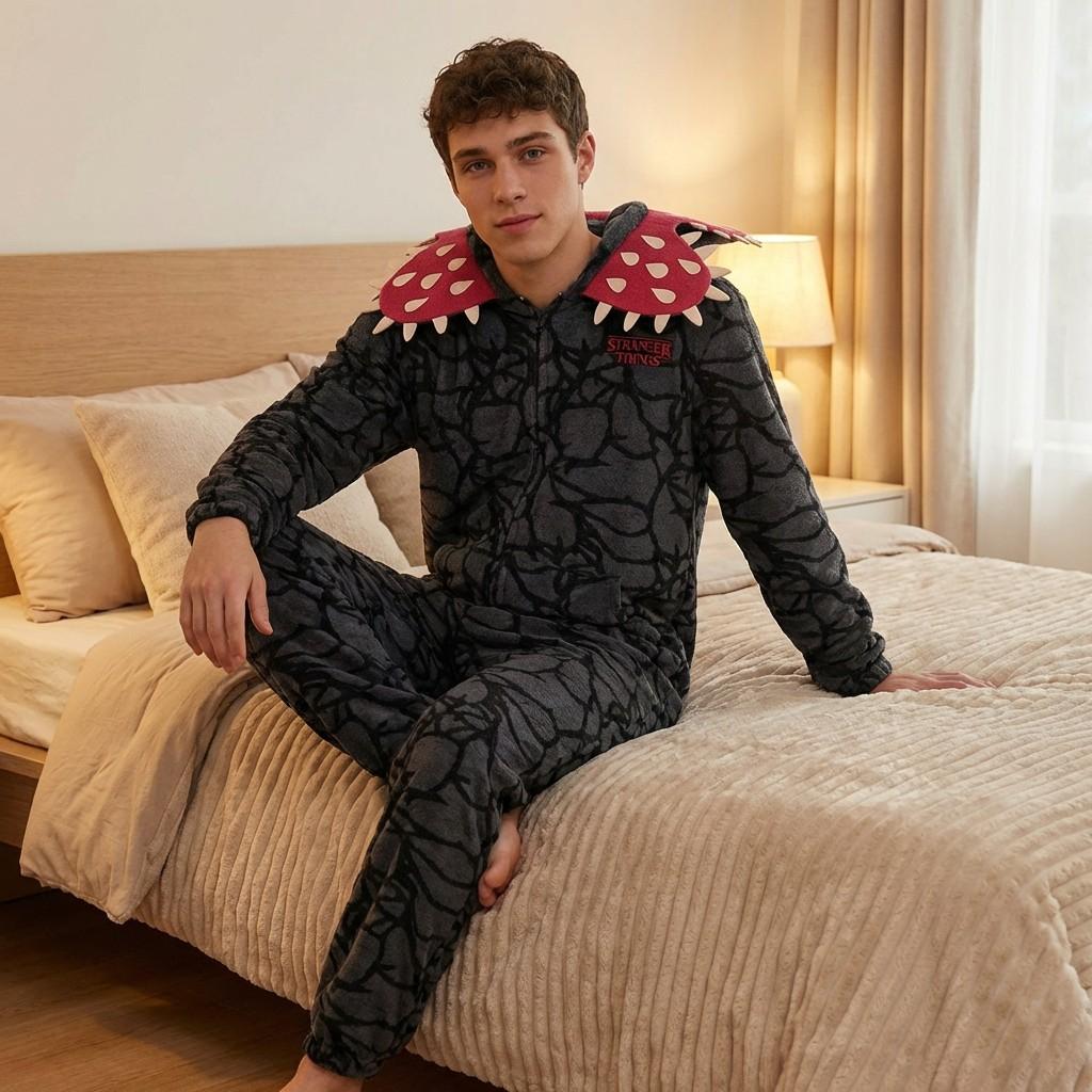 Funny Monster Onesie Pajamas Unisex Hooded Sleepwear, Adult Long Sleeve Homeewear, Casual Loungewear for Men and Women