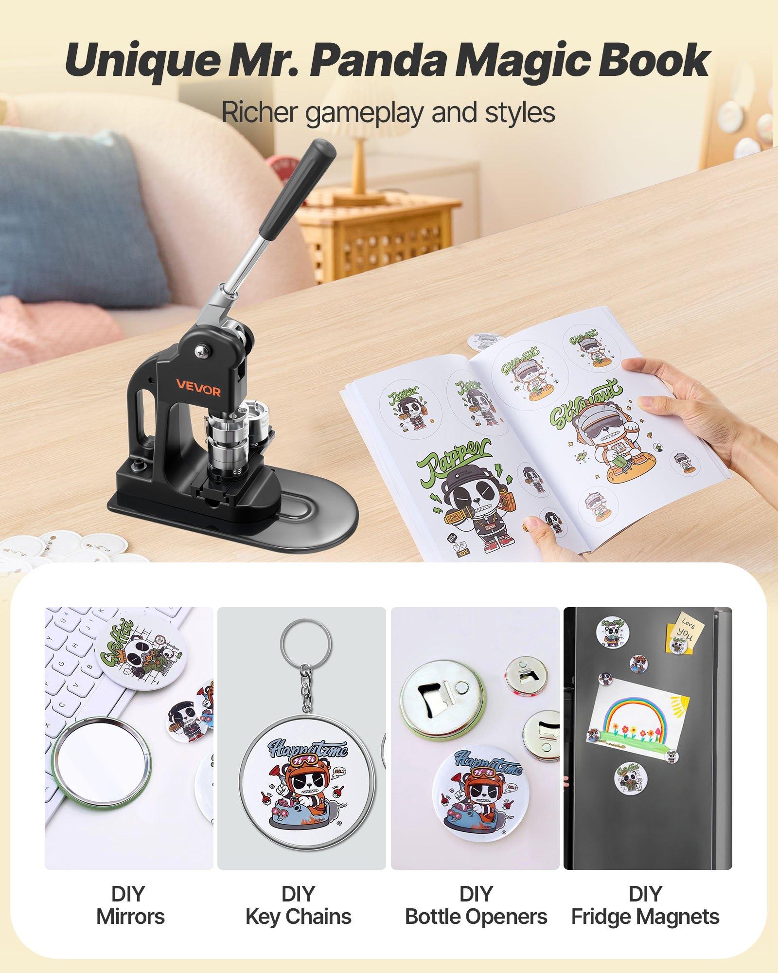 【Father's Day gift】VEVOR Button Maker Machine, 1 in, Pin Maker Machine with 500pcs Button Parts, Circle Cutter, Hex Wrenches and Magic Book, Ergonomic Handle, for DIY Badges, Personalized Pins and Key Chains, Black 【Father's Day gift】VEVOR Button Maker Machine, 1 in, Pin Maker Machine with 500pcs Button Parts, Circle Cutter, Hex Wrenches and Magic Book, Ergonomic Handle, for DIY Badges, Personalized Pins and Key Chains, Black