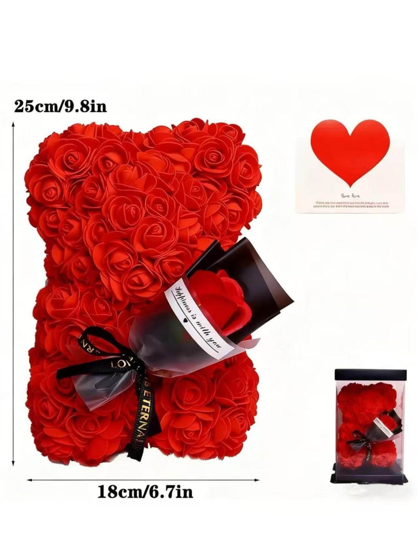 Pe Foam Flower Bear, Rose Bouquet Holding Bear, Valentine's Day Gift for Girlfriend, Mother's Day Gift, Christmas Gift, No Necklace Included