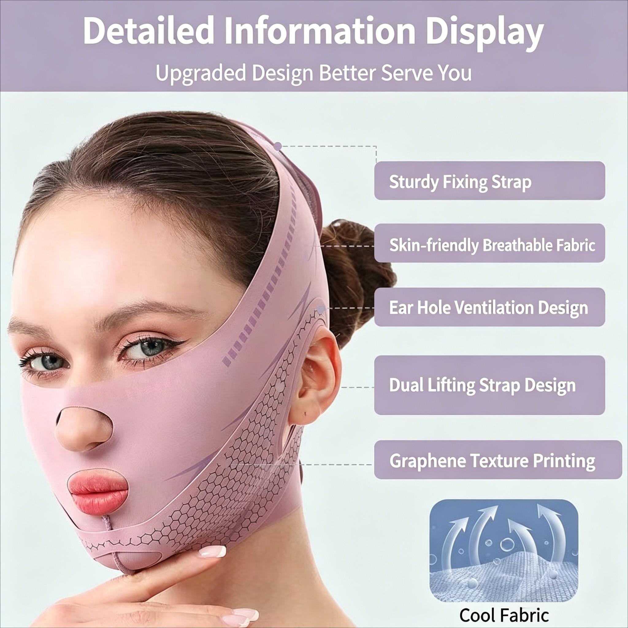 V-Shaped Face Lifting Mask, Double Chin Reducer, Jawline Sculpting Face Slimming Strap for Women & Men, V-Line Face Lift Tape, Anti-Wrinkle Facial Bandage, Reusable Face Lifting Belt, Durable, Invisible Elastic Face