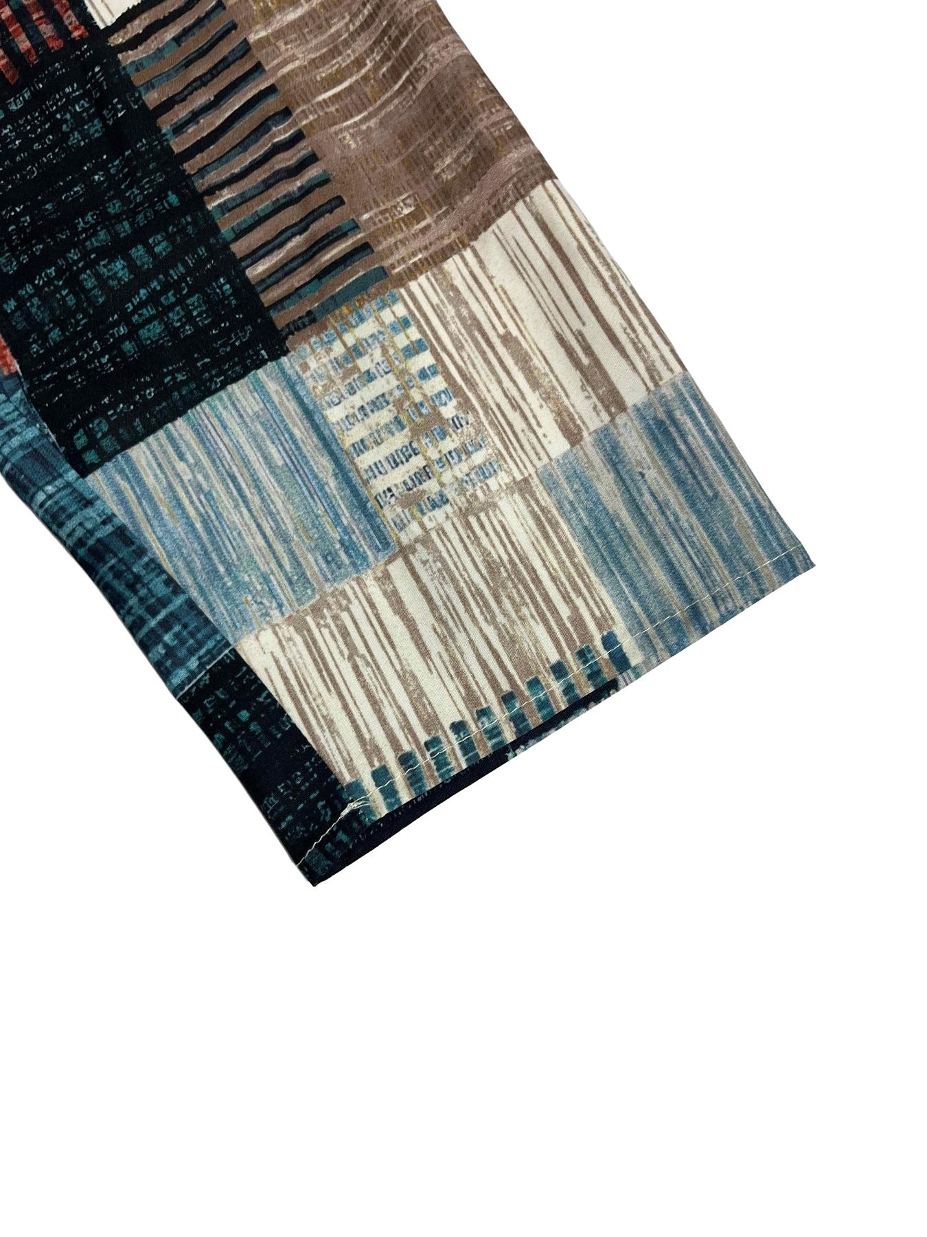 Plus Size Women's Plaid Print Long Sleeve Shirt, Casual Fitted Woven Fabric, Geometric Pattern, All Seasons Wear