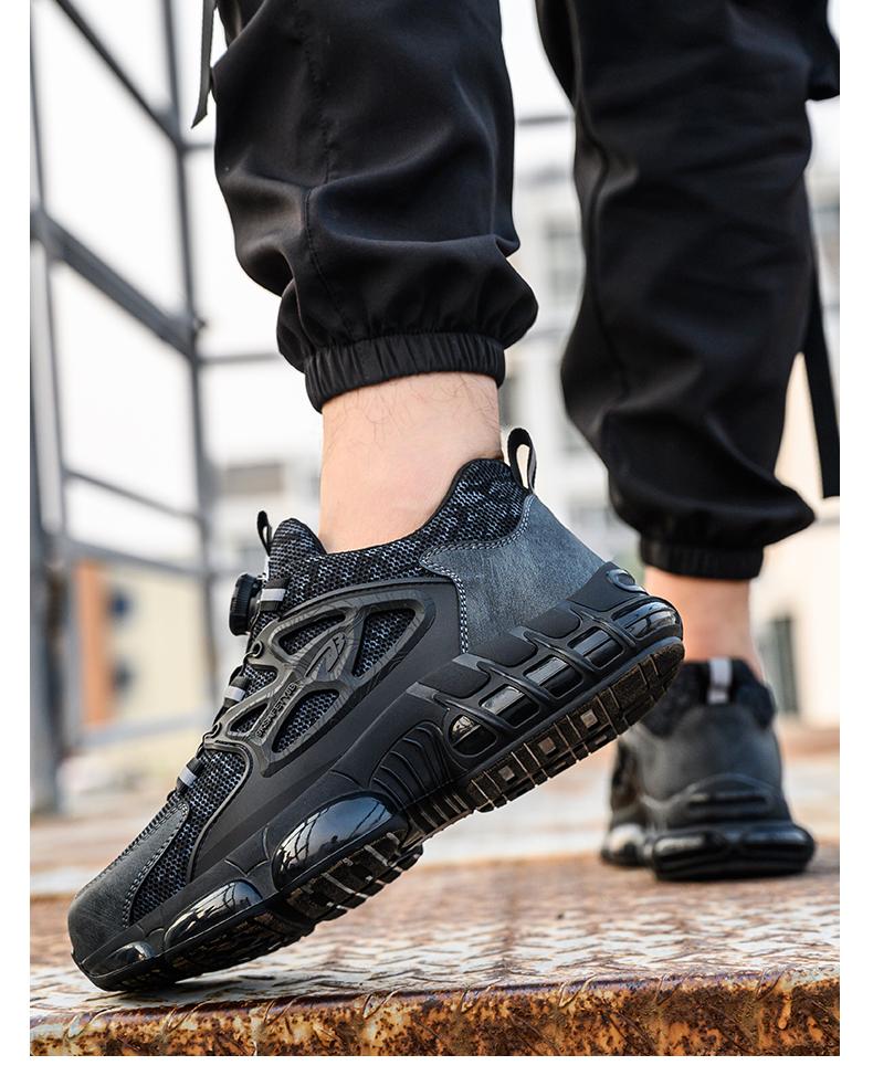 Men's Safety Sneakers with Swivel Buckle - Steel Toe, Breathable Mesh Upper, Non-Slip Rubber Sole Work Boots, Safety Shoes for Outdoor Activities, Blue Collar Workers, Nurses | Sports Safety Shoes | Durable Rubber Sole Product Model：678 SpringStatements
