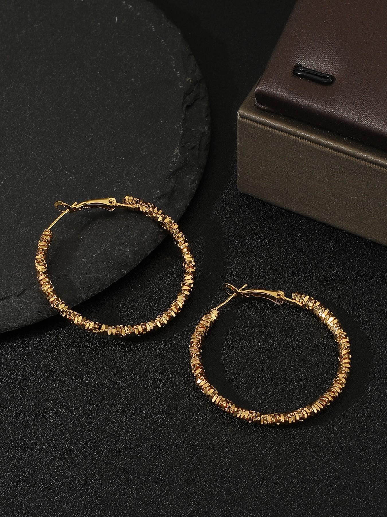 Luxury Hoop Earrings for Women, Retro Striped Design, All-Season Accessories, Unique High-Quality Ear Jewelry