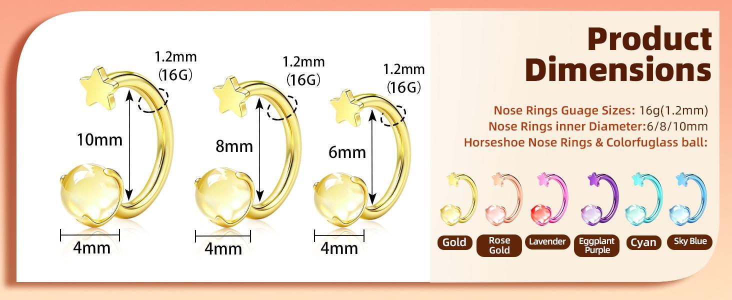 Unisex 2PCS G23 Titanium Metal Septum Rings 16G - Internally Threaded Horseshoe Design with Ball Grabber Tool, 6/8/10mm Hypoallergenic Cartilage Hoop for Piercings, Internally Threaded Piercing, Curved Ring, Unisex Wear, Internally Thrd.