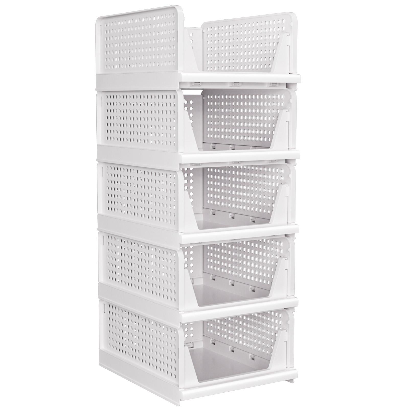 20 Pack Folding Closet Organizers Storage Box, Stackable Storage Bins, Plastic Drawer Basket Closet Storage for Wardrobe Cupboard Kitchen Bathroom Office