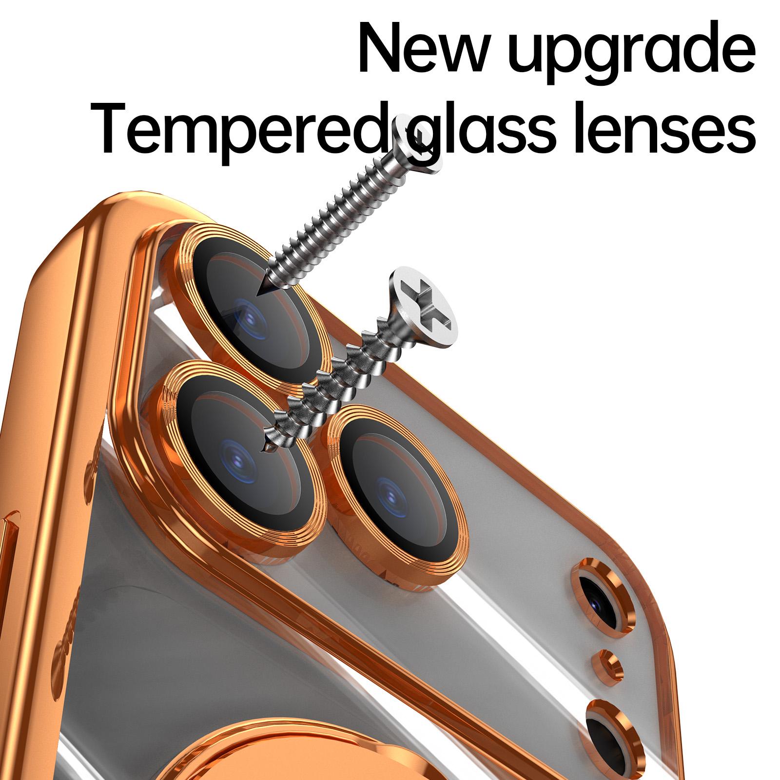 Compatible with iPhone 17 Pro Max 16 15 14 13 12 Case with Invisible Magnetic Ring Stand Compatible with Mag-Safe Full Camera Lens Protector Plating Clear Phone Case