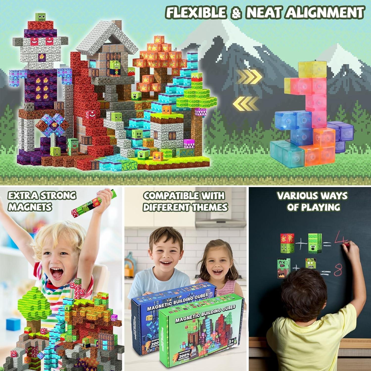 100pcs/150pcs Magnetic Building Block Puzzle Toy, Forest Construction Set, Stem Sensory Stack Magnet Toy, 4-8 Years Old Boys Birthday Gift
