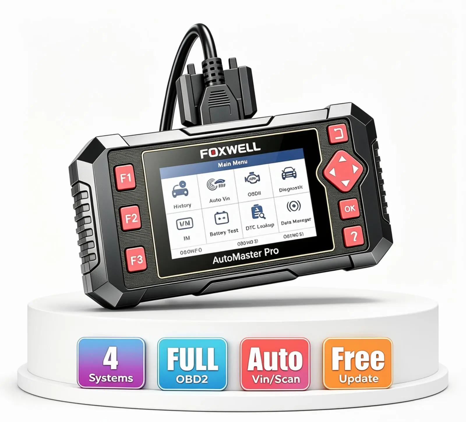 FOXWELL NT604 OBD2 Diagnostic Tool, 2026 All-Vehicle Car & Truck Scanner, Full OBD2 Features, ABS-SRS-Transmission-Engine Code Reader, EN/ES Version, Live Data Stream, Auto VIN Recognition, Lifetime Free Updates