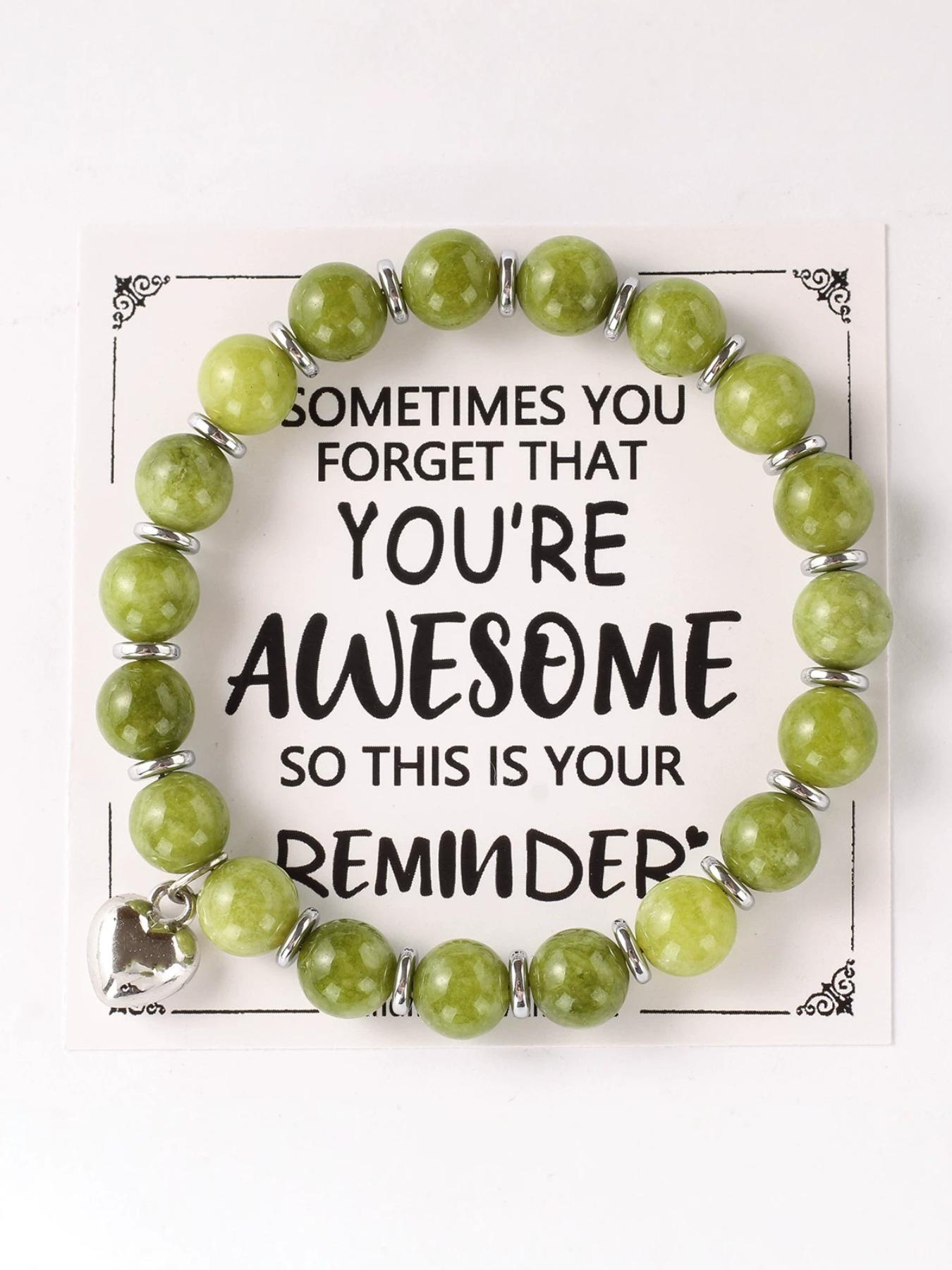 Natural Agate Heart Bracelet, Healing Encouragement Style, Inspirational Card Design, Best Friend Gift, Graduation Encouragement Jewelry