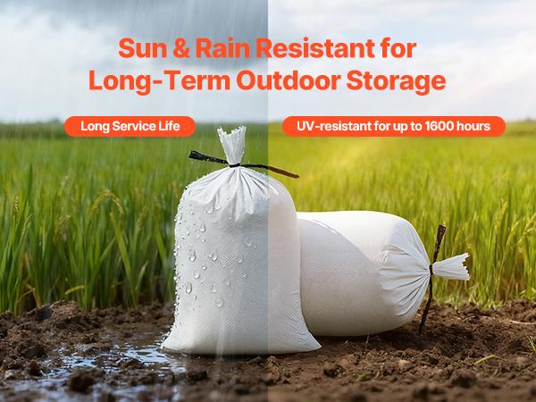 VEVOR Empty Sandbags, 200 Packs 16x 26 in, Heavy Duty Sand Bags Sacks with Ties, 50lb Capacity Woven Polypropylene Sandbags, Tear-Resistant UV-Resistant Sand Bags for Flood Protection Barrier