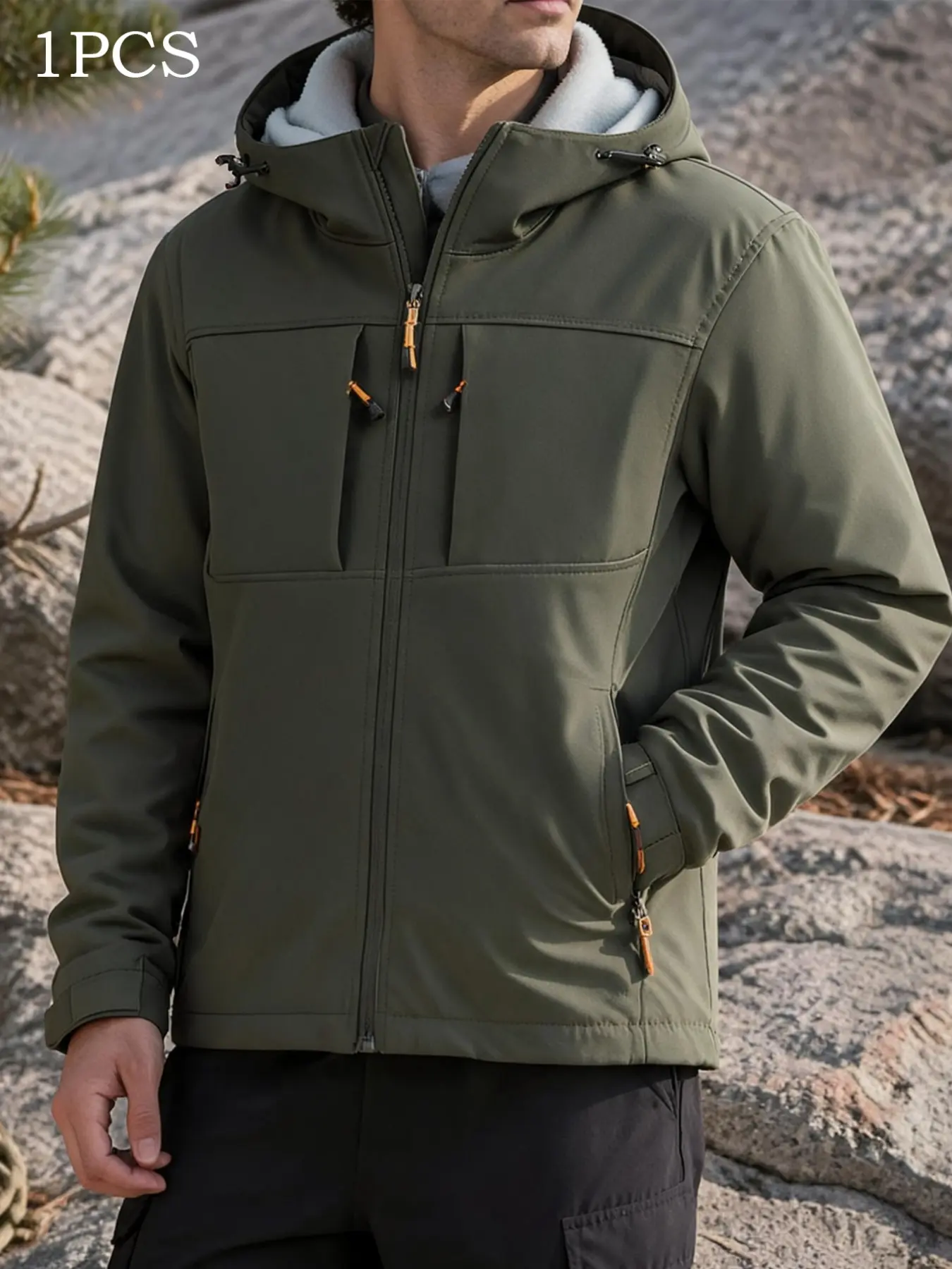 Fleece Lined Soft Shell Jacket, Outdoor Commuter Wear, Durable Workwear Outer Coat, Comfortable and Stylish, Perfect for Daily Use