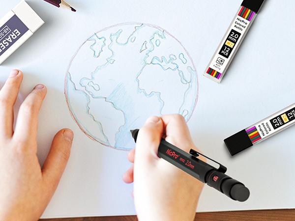 Nicpro 5 Pack 2mm Mechanical Pencils Set with Case, 65 Graphite Lead Refills (6B 4B 2B HB 2H 4H), 72 Colored Lead, Erasers -Weatherproof Metal Barrel, Heavy Duty Carpenter Pencil For Drawing Sketching