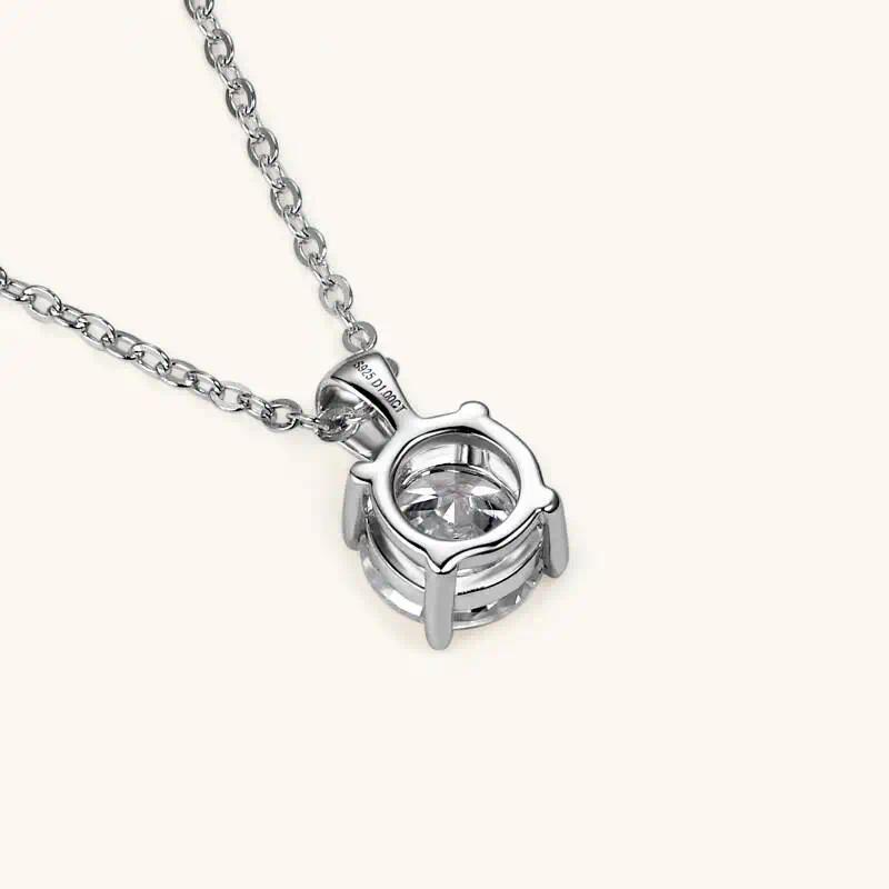 Ty 6.5mm 1 Carat D Moissanite Solitaire Drop Necklaces 18K Gold Plated Pendant Original Real 925 Silver Chain Jewelry For Women Ty 6.5mm 1 Carat D Moissanite Solitaire Drop Necklaces 18K Gold Plated Pendant Original Real 925 Silver Chain Jewelry For Women