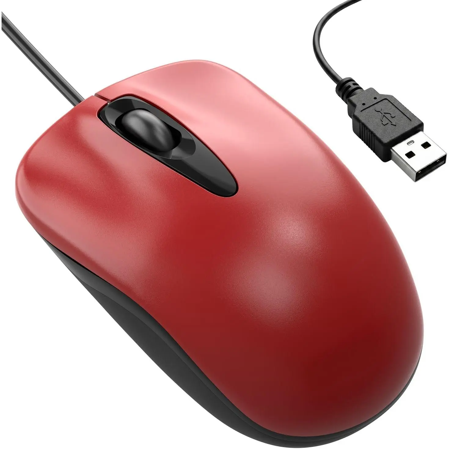 Wired , 1200 DPI Optical  ,  Ambidextrous  for Laptop PC Desktop, Plug and Play-Red