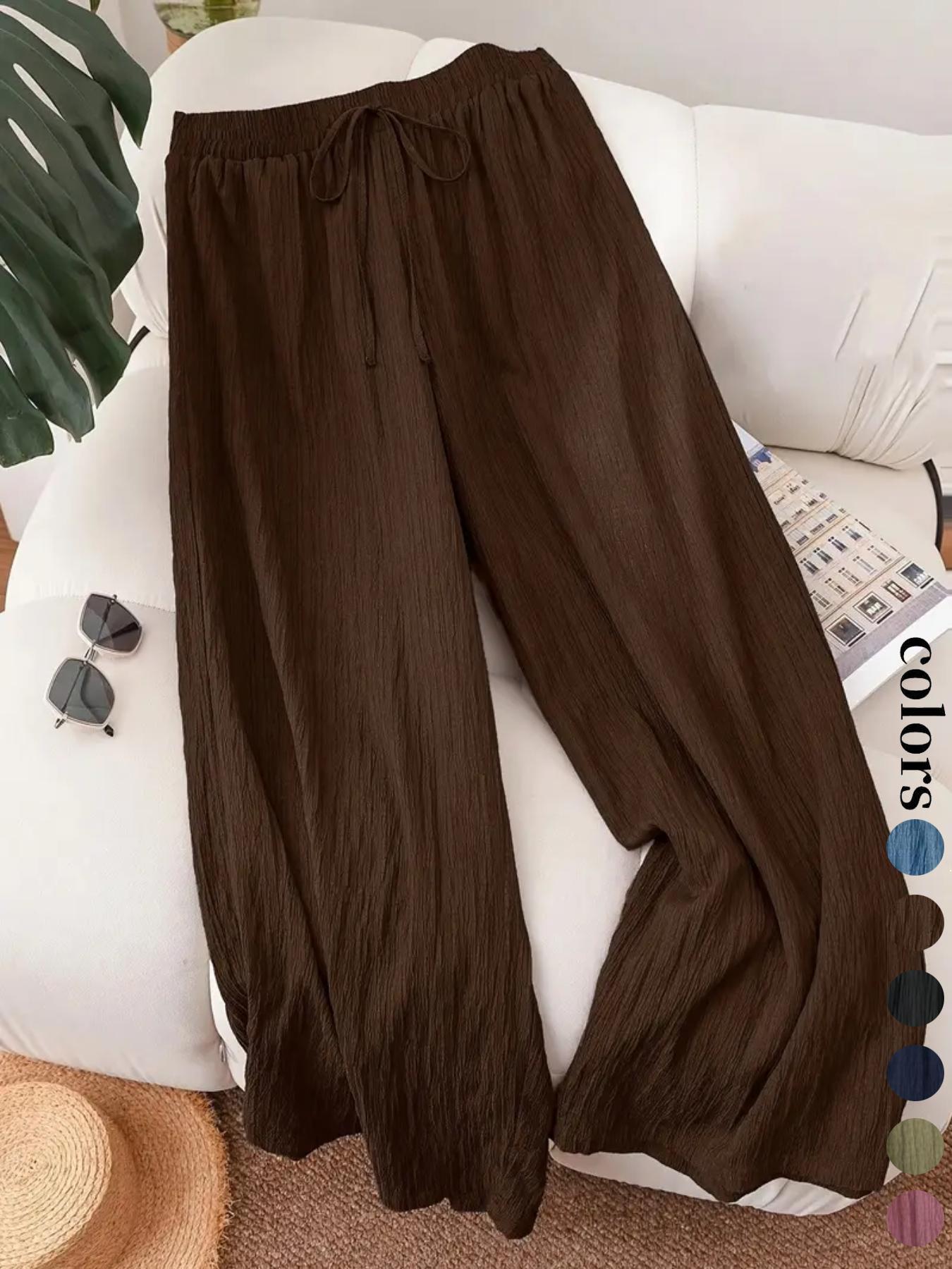 2026 Women'S Solid Color Wide Leg Pants, Casual Comfy Trousers For Daily Wear, Ladies Bottoms For All Seasons, Casual Fashion Pants