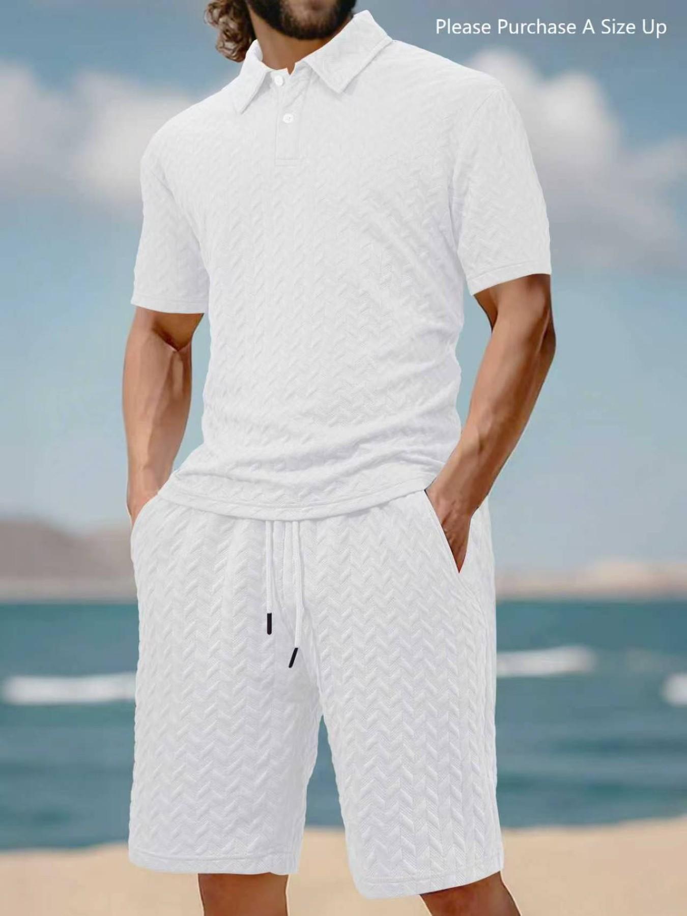 Please Purchase A Size Up. Men's Solid Polo Shirt & Drawstring Waist Shorts Set, Cozy Breathable Two-piece Outfits for Daily Outdoor Wear, Men Clothes for Summer. Please Purchase A Size Up. Men's Solid Polo Shirt & Drawstring Waist Shorts Set, Cozy Breathable Two-piece Outfits for Daily Outdoor Wear, Men Clothes for Summer.