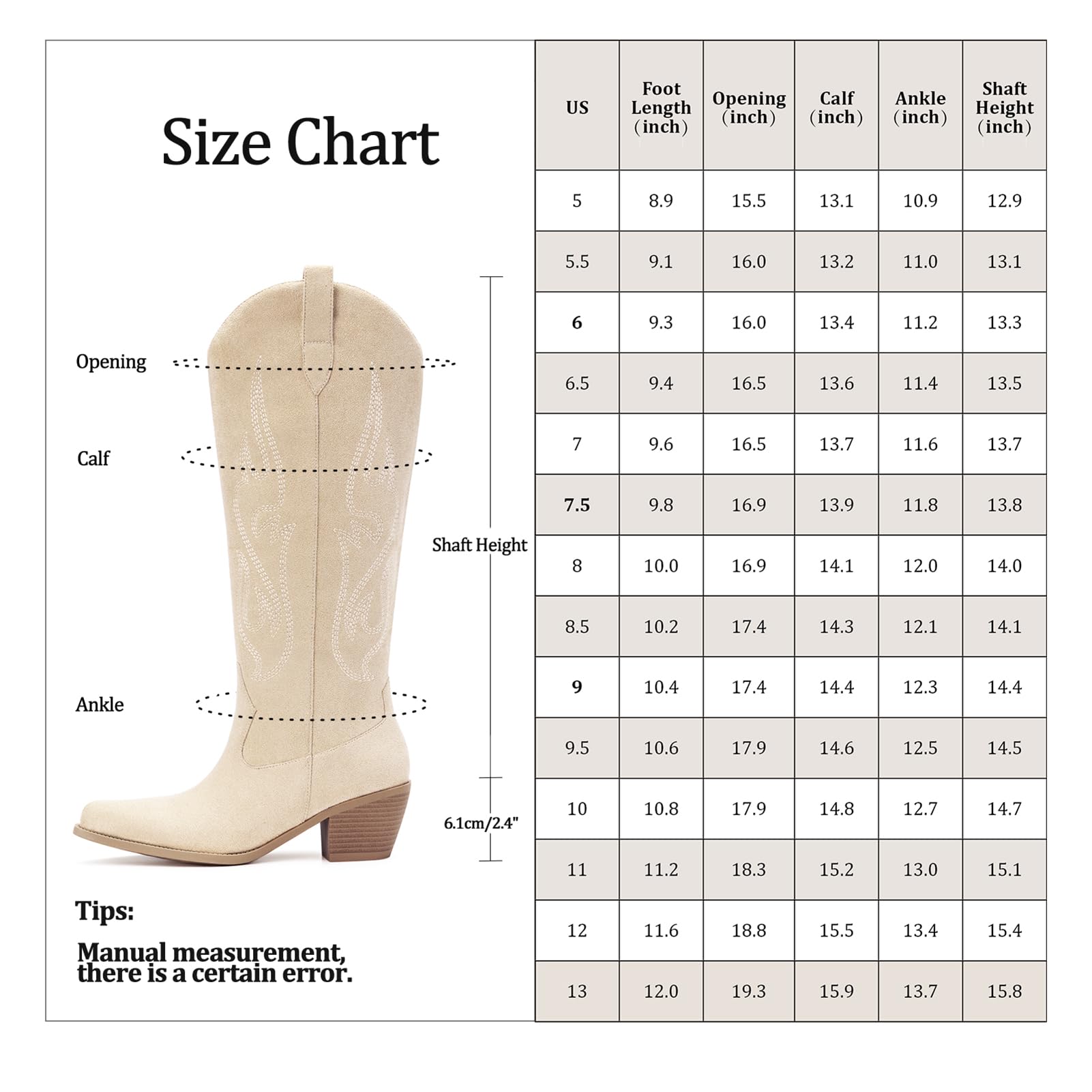 【Valentine's Day Gift】Women's Western Cowboy Boots - Knee-High Cowgirl Boots with Classic Embroidery, Slip-On Pointed Toe, Chunky Heel Brown Boots Footwear Walking Shoes Fallfashion