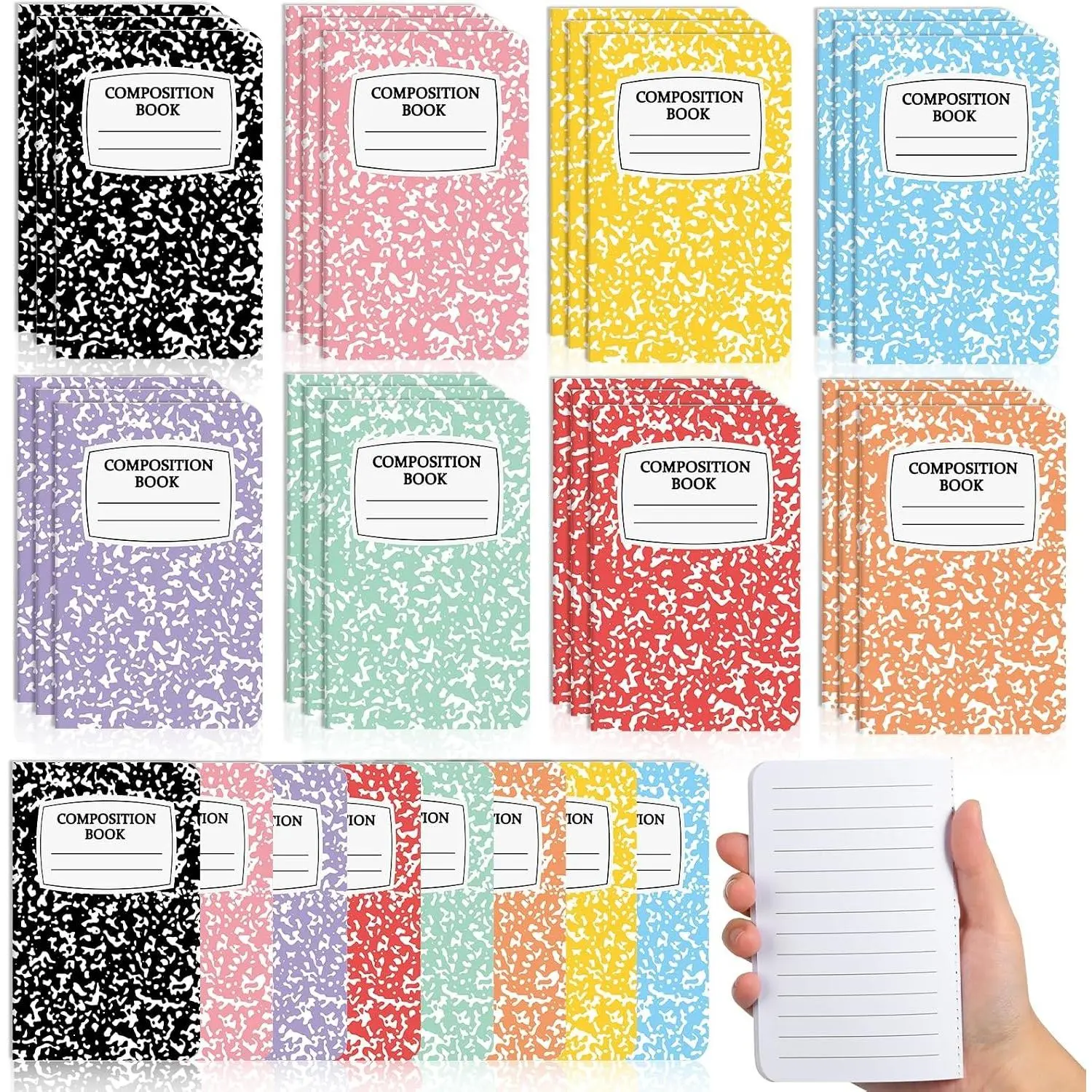 24 Pack Mini Composition Notebook Composition Books Bulk 5x3 Inch | Back to School Gift Favor,Colorful Small Pocket Size Cute Journal Notebook,for Students Teachers Employee Team Office College