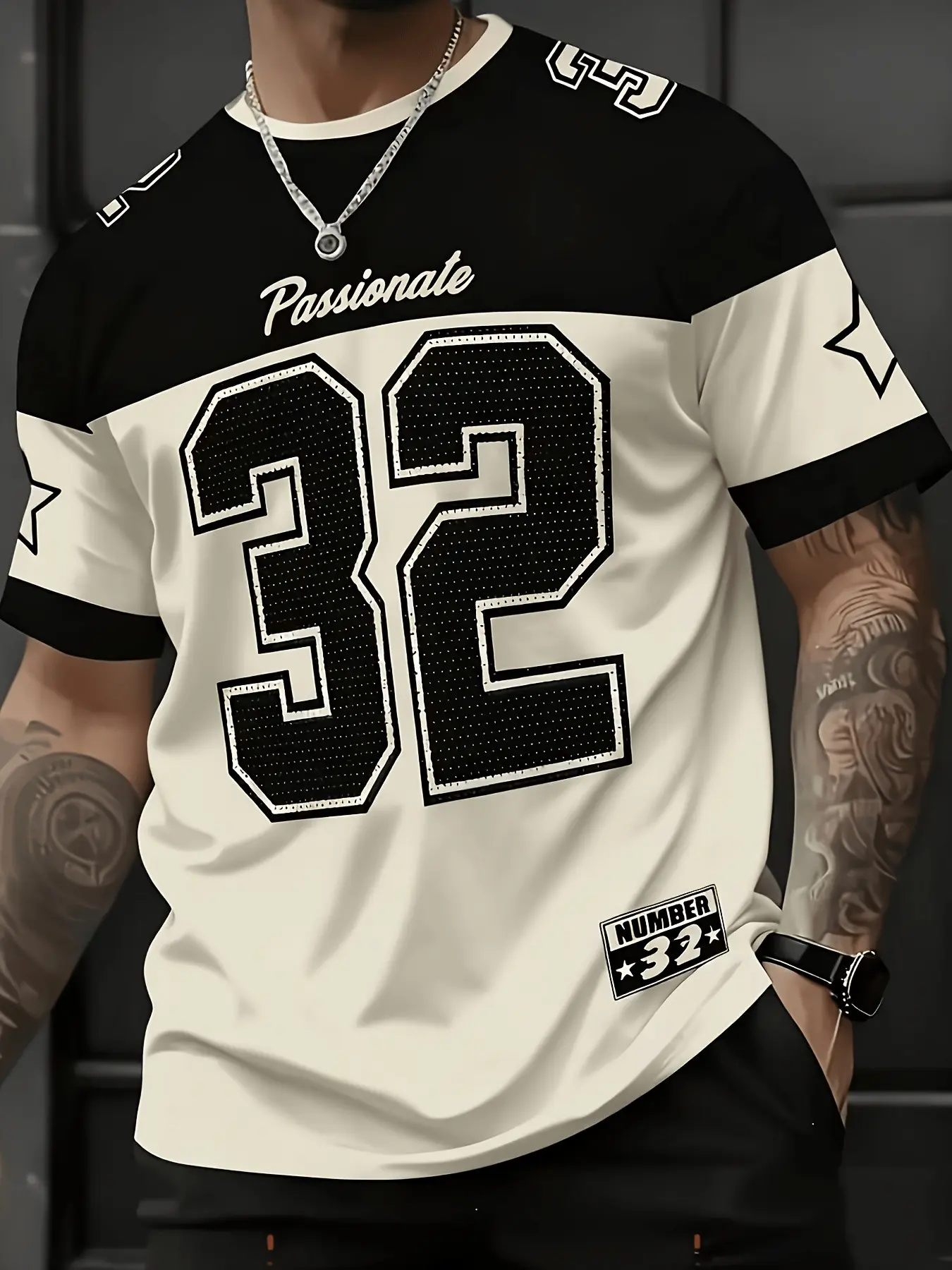 Men's New Style T-Shirt, Quick-Dry Round Neck, with Number 32 Design, Breathable Streetwear, Gym, Daily, Formal, Sports T Shirts