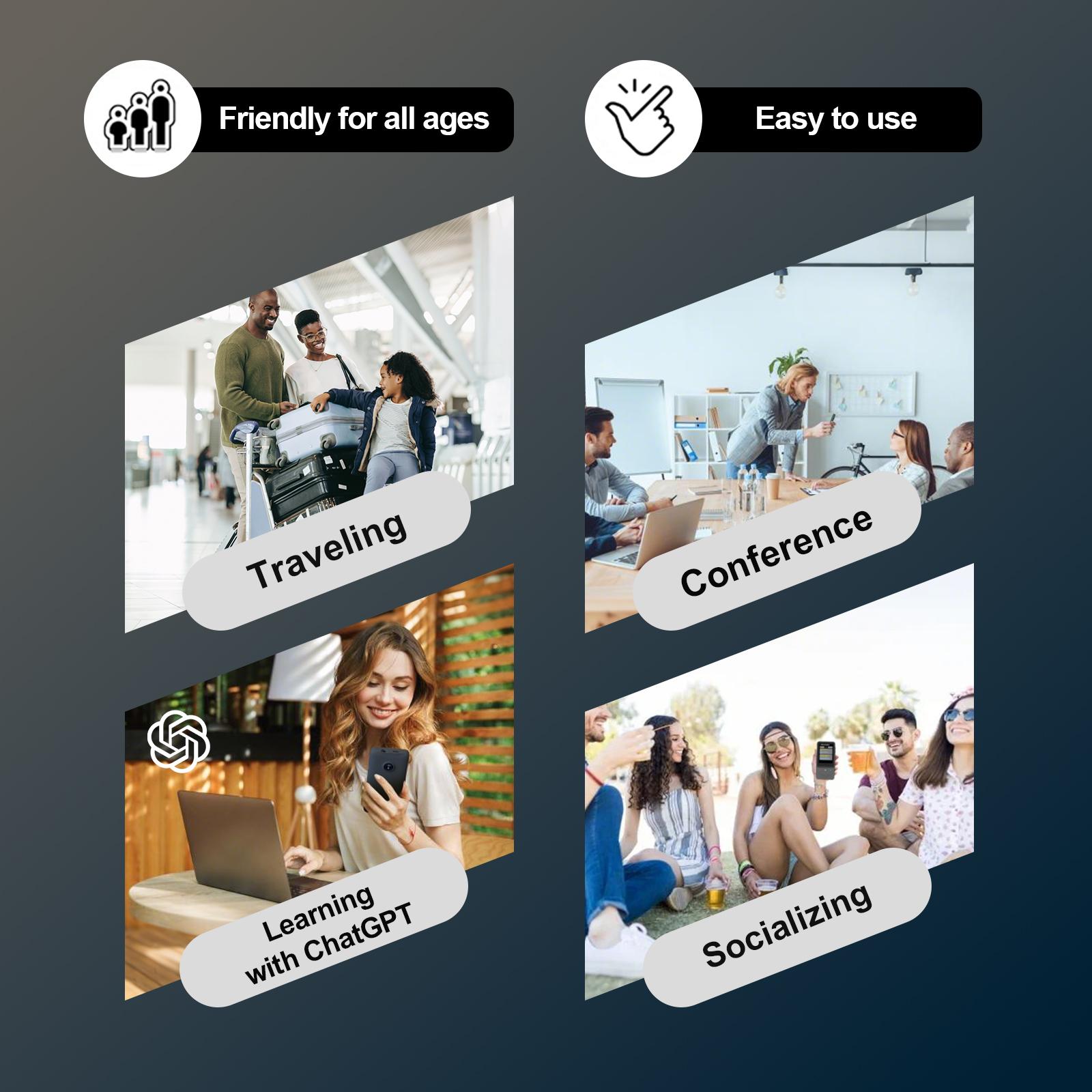 2026 Newest Portable AI Language Translator Device, 138 Languages AI Offline/Group/Phone Translation Device Two Way Real-Time Voice,Upgraded Chip for Travel Business Learning traductor de voz idiomas Electronic Audio