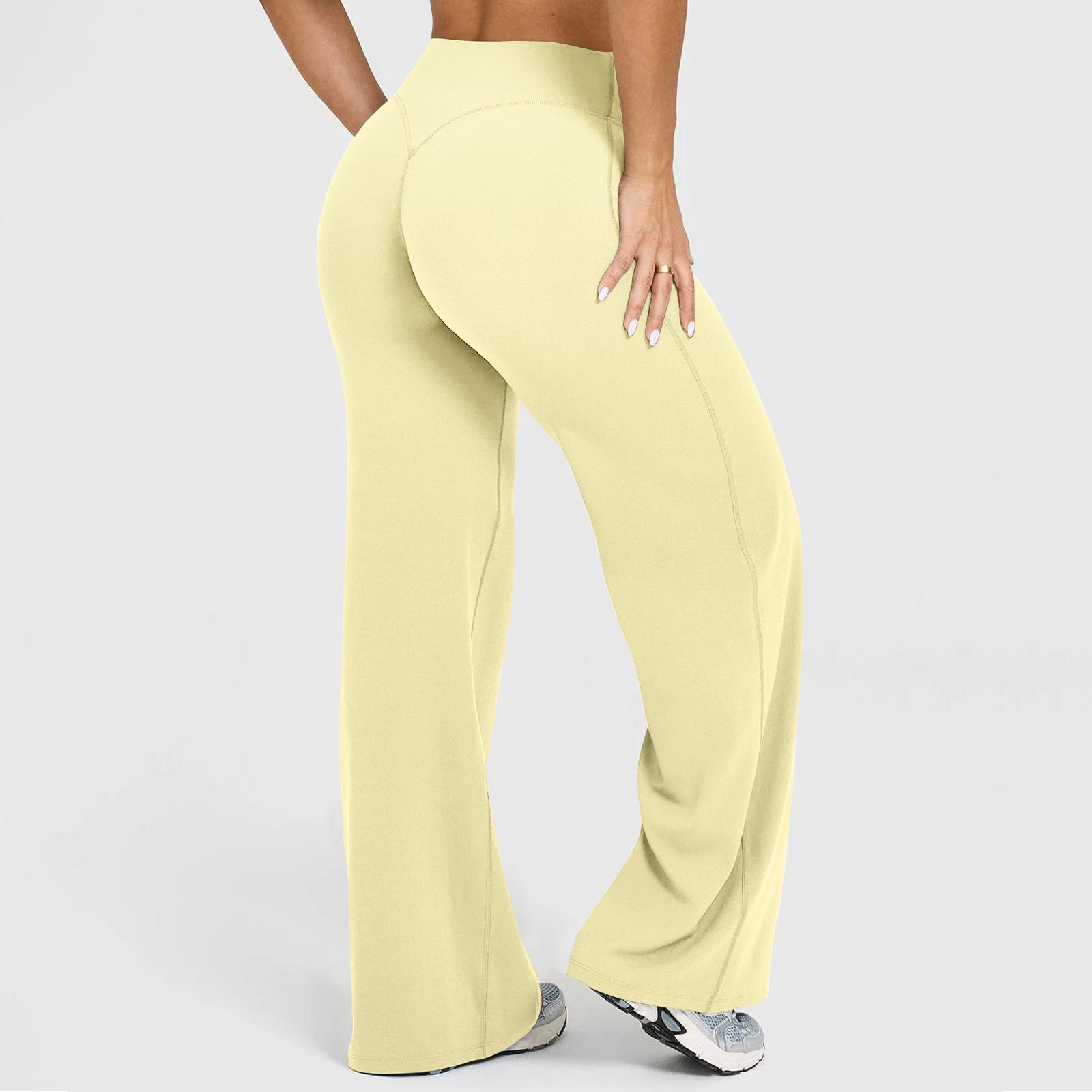 RICH BRIA Women‘s Casual Pants - High Waisted Loose-Fitting Wide Leg Yoga Pants - Comfortable & Elastic Soft Pants with Stretchy Material - Straight Leg Hem