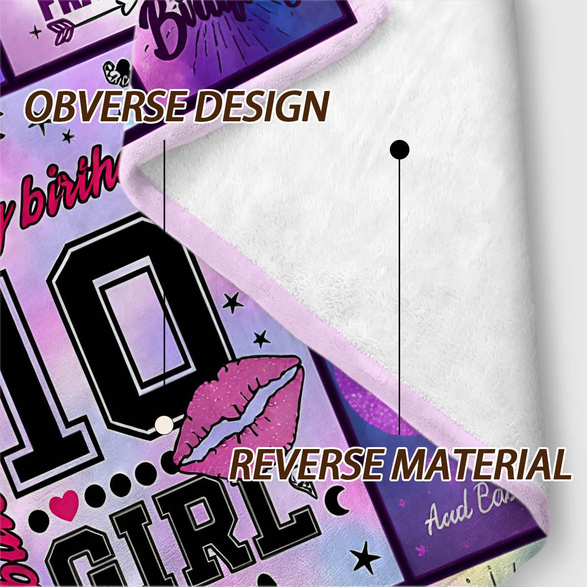 Girls' 10th Birthday Marble Pattern Blanket, Soft Flannel, Lightweight Warm, No Pilling Shedding, Living Room Bedroom Window Cover, Gift Pet Rug