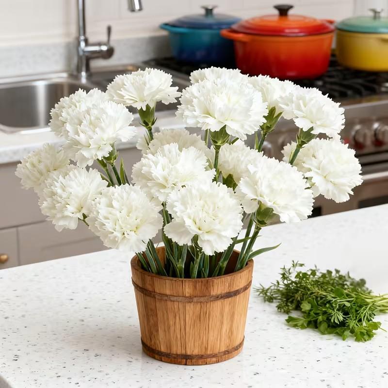 10pcs Artificial Carnations, Plastic & Realistic, for Weddings, Valentine’s, Mother’s Day, Seasonal Decor, Event Planners, Home Stylists