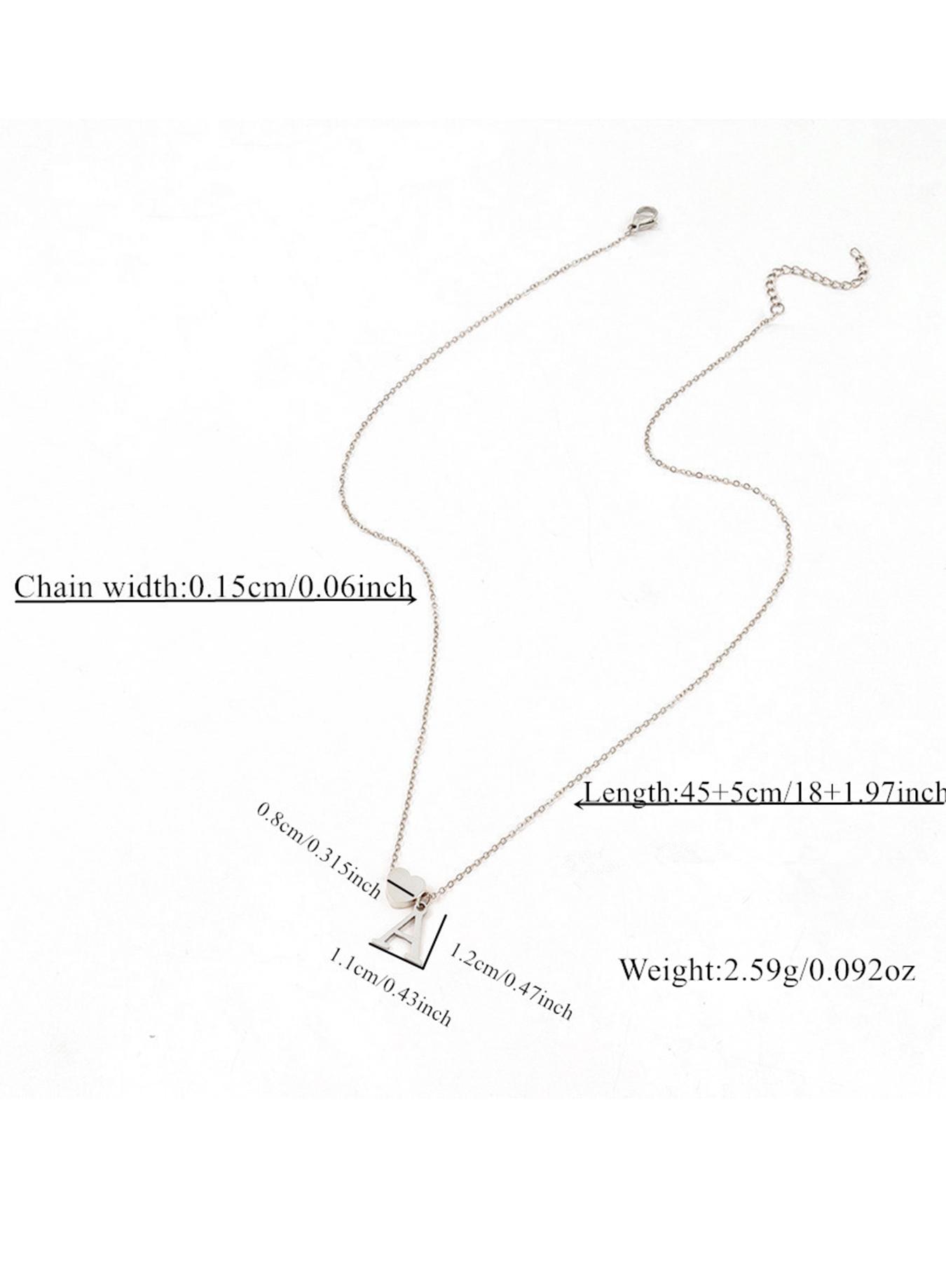 Letter & Heart Charm Necklace for Women, Classic Jewelry for Girls Gift, Fashion Jewelry for Party, Daily Clothing Decor, Exquisite Chain Jewelry for Gift