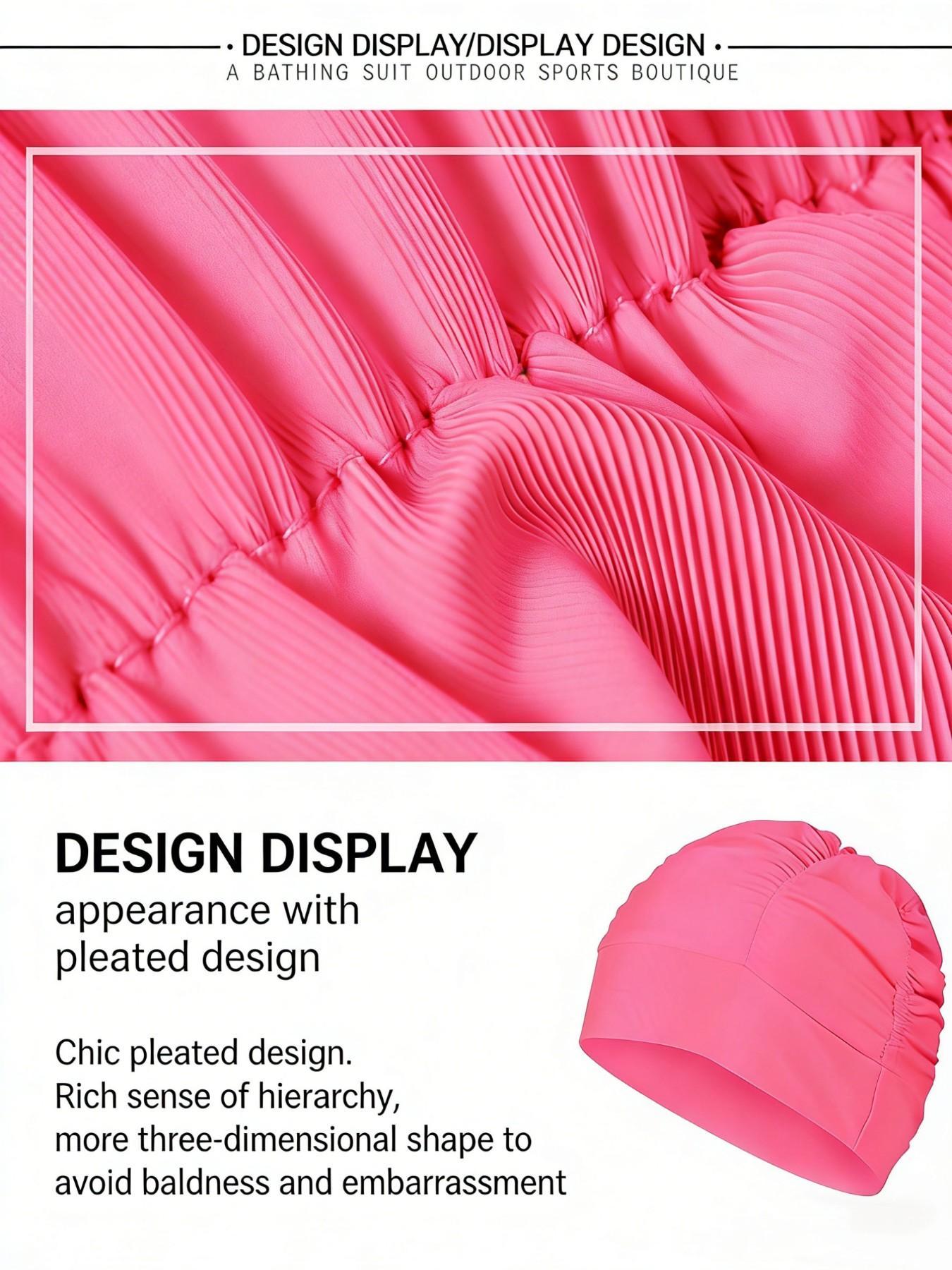 Comfortable Non-Pressing Large Size Long Hair Wrinkle Swim Cap, Solid Color Fabric Swim Cap for Women, Nylon Material Swim Hat