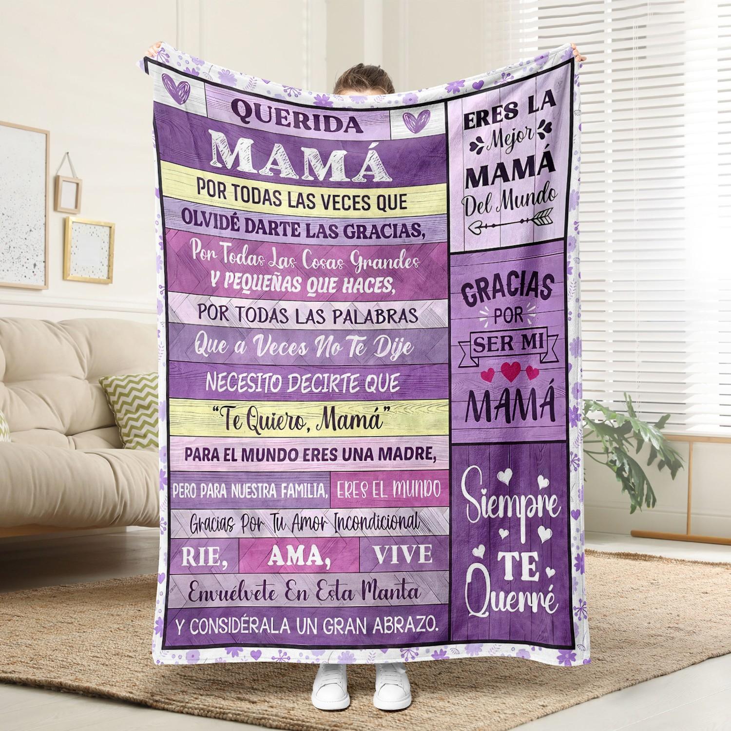 Spanish Mom Blanket, Healing Soft Flannel Home Sofa Warm Blanket, Hypoallergenic Knit Fabric, Digital Print, Ideal Gift for Bed Couch Camping Travel Car Holiday Decor