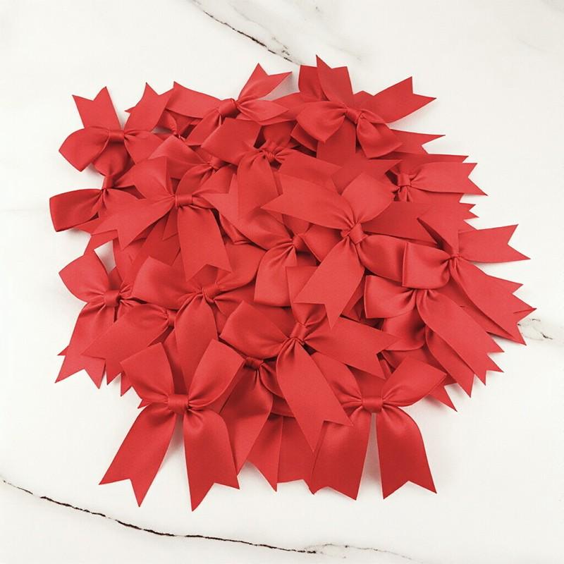 50pcs Christmas Tree Ribbon Bow, 8.5x8.5cm, 2.5cm Width, Holiday Decor, Floral Wreath & Gift Wrapping, Durable Material