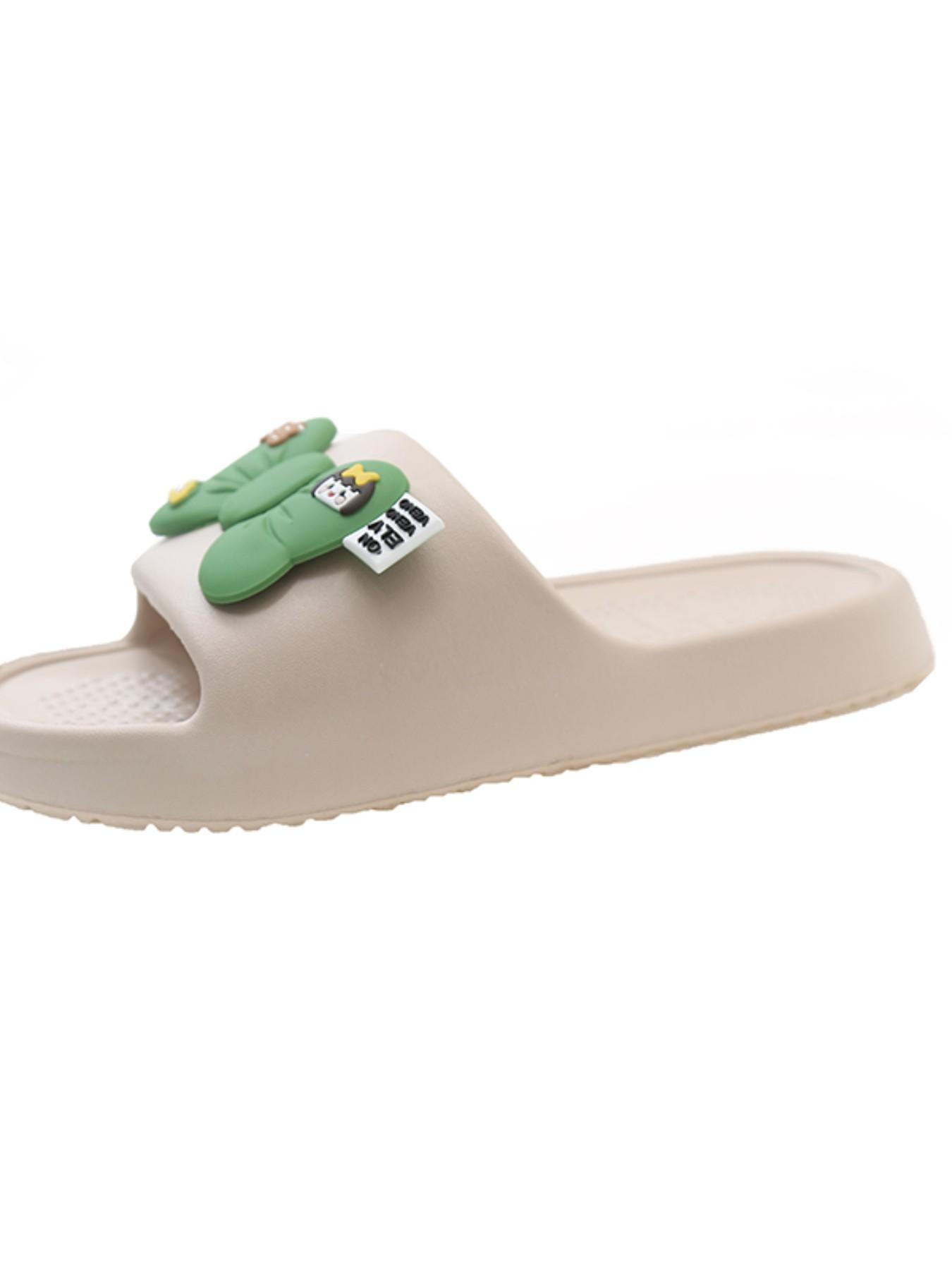 Summer Cartoon Bow Eva Slippers, Massage Insole Anti-Slip House Shoes, Cute Healing Style Indoor Outdoor Sandals