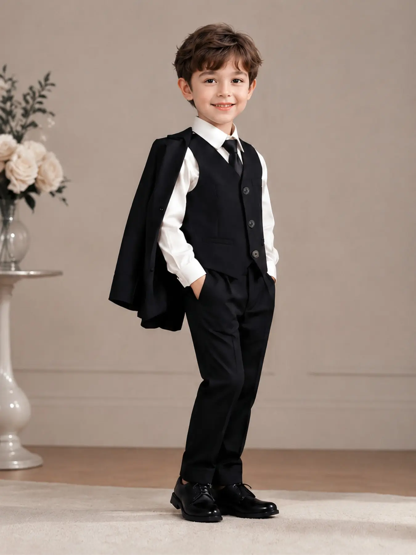 Suit Set, Boy's Wedding Dress, British Style Formal Wear, Piano Speech Host Performance, Birthday Party, Fashionable Gentleman, Combined Set
