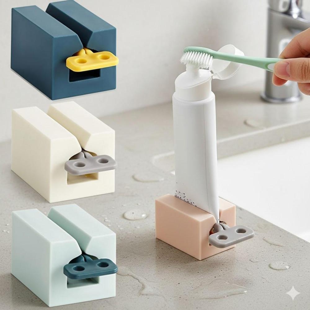 Manual Toothpaste Squeezer Roller - No-Installation Wall-Mounted Tube Dispenser, Strong Suction Save Paste Anti-Waste Bathroom Organizer, Fits All Tubes, Non-Slip Moisture-Resistant Tail Clip