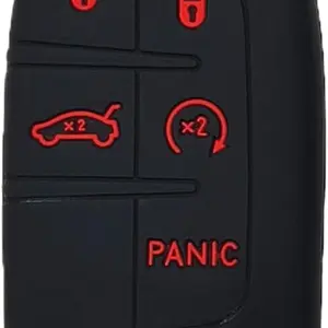 Silicone 5 Buttons Keyless Replacement Car Key Protector Key Fob Protector Car Key Accessory Fit for Jeep Cherokee Compass Chrysler 200 300 2012-2024 Dodge Dart Durango Hornet Ram 1500 3500