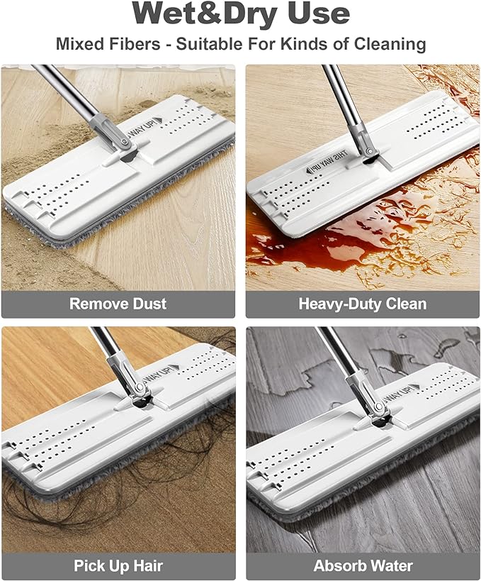 JOYMOOP 60" Mop and Bucket with 8 Reusable Microfiber Pads Hands Free Flat Floor Mop and Bucket Mop with Wringer Set JOYMOOP 60" Mop and Bucket with 8 Reusable Microfiber Pads Hands Free Flat Floor Mop and Bucket Mop with Wringer Set