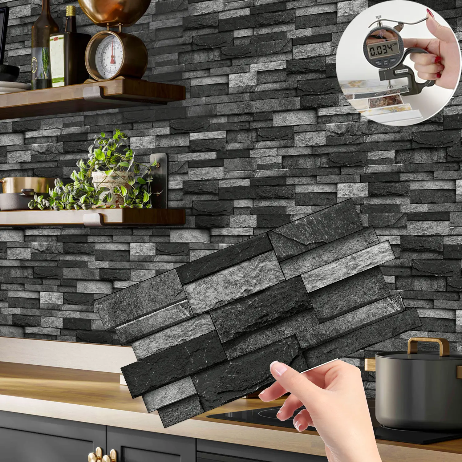 Imitation Marble Tile Pattern Wall Sticker, 1 Box Self-adhesive Waterproof & Oil-proof Wall Decal, Wall Paper, Peel and Stick Wallpaper Designs, Marble Backsplash Wallpaper for Kitchen, Bathroom, Ornaments