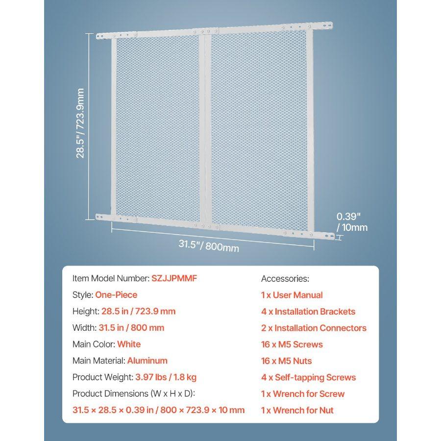 VEVOR RV Screen Door Protector, 28.5x31.5 inch Door Grille, Easy to Install and Disassemble, Reinforced Breathable Protective Mesh, Aluminum Alloy Camper RV Entry Protector for Pet Protection, White